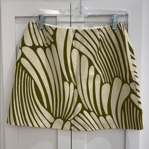 Trina Turk Olive Green & Creamed Printed Skirt